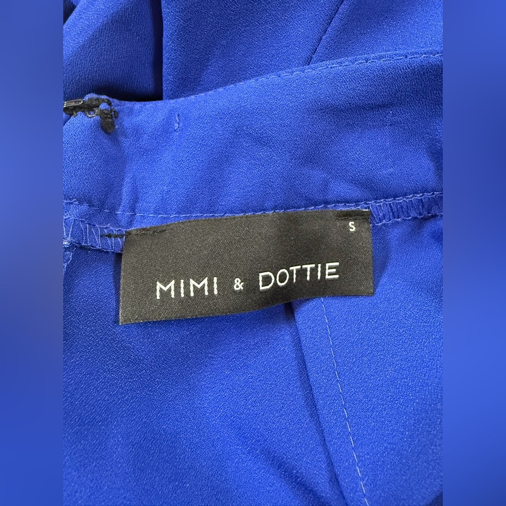 Mimi and Dottie Blue Stretch Popover Strapless Wide Leg Jumpsuit 10 (bin FF) - Picture 13 of 13
